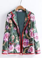 Oasap Casual Long Sleeve Floral Print Open Front Blazer