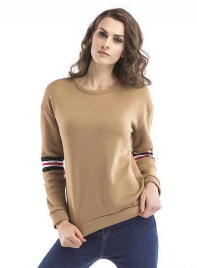 Oasap Fashion Striped Long Sleeve Pullover Fleece Sweatshirt