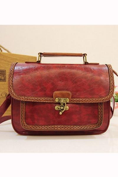 Oasap Color Block Edge Single Handle Shoulder Bag