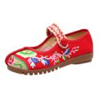 Oasap Round Toe Floral Embroidery Flat Traditional Shoes