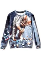 Oasap Huge Cat-print Sweatshirts