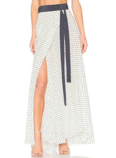 Oasap Polka Dots High Waist Split Maxi Skirt