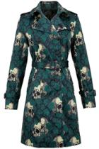 Oasap Vintage Skull Print Double-breasted Belted Coat