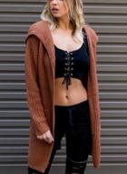 Oasap Back Cross Hoodie Loose Cardigans