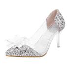 Oasap Floral Rhinestone Pointed Toe Stiletto Heels Sequin Pumps