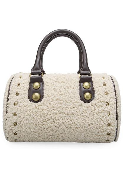 Oasap Rivets Embellished Pure Color Zipped Shoulder Bag