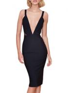 Oasap Women's Deep V Neck Sleeveless Backless Bodycon Club Dress