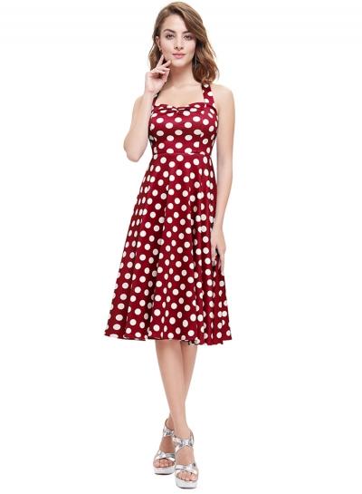 Oasap Women's Vintage Halter Neck Sleeveless Polka Dot Swing Dress