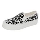 Oasap Round Toe Slip-on Leopard Canvas Shoes