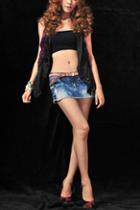 Oasap Distressed Abrasions Detail Raw Edge Jeweled Skirt