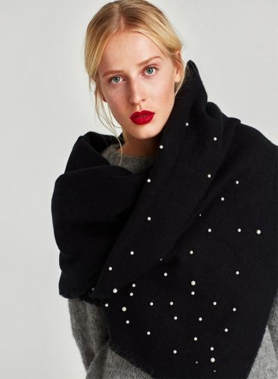 Oasap Fashion Warm Pearls Scarf With Tassel
