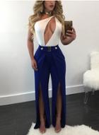 Oasap Fashion Slit Wide Leg Pants