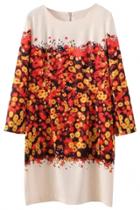 Oasap Vibrant Floral Print Mini Dress