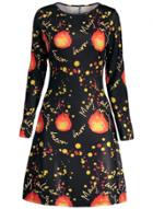 Oasap Round Neck Long Sleeve Printed Halloween Dress