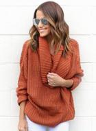 Oasap Cowl Neck Pullover Knitted Sweater
