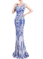 Oasap Fashion Sequin V Neck Mermaid Prom Dress