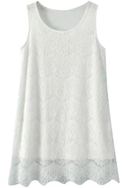 Oasap Black Lace Shift Tank Dress
