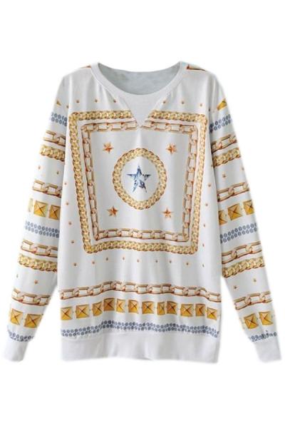 Oasap Gold Chain Pattern Sweatshirt