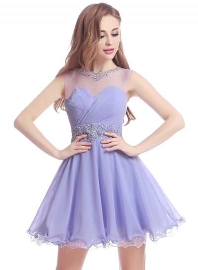 Oasap Rhinestone Trim Flounce Trim Cocktail Dress