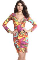 Oasap Mscellaneous Color Print Body-hugging Midi Dress