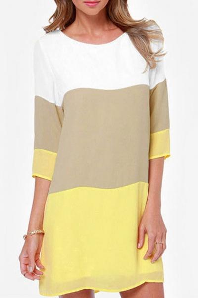 Oasap Fashion Color Block Maxi Dress