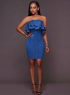 Oasap Strapless Double Flounce Panel Bodycon Dress