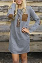 Oasap Fashion Paneled Long Sleeve Dress