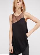 Oasap Simple Mesh Panel Sheer Tee Shirt