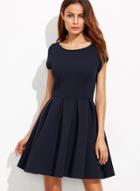 Oasap Fashion Short Sleeve A-line Pleated Dress