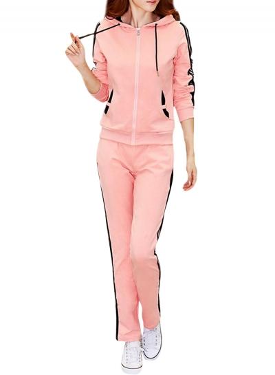 Oasap Women's Casual Two Piece Zipper Hoodie Pants Set Sweatsuit