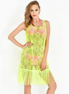 Oasap Women's Sleeveless Fringed Hem Cover Up Swimdress