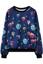 Oasap Fashion Hot-air Balloon Printing Pullover Sweatshirt