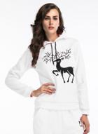 Oasap Chritstmas Deer Printed Pullover Hoodie