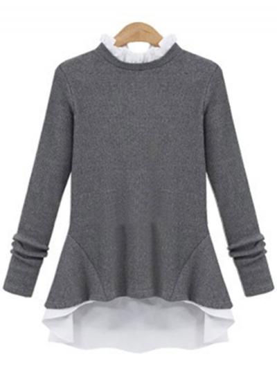 Oasap Casual Long Sleeve High Low Peplum Tee