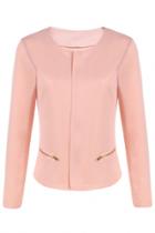 Oasap Casual Zip Decoration Slim Fit Short Jacket