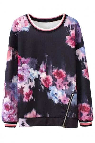 Oasap Fantasy Floral Print Sweatshirt