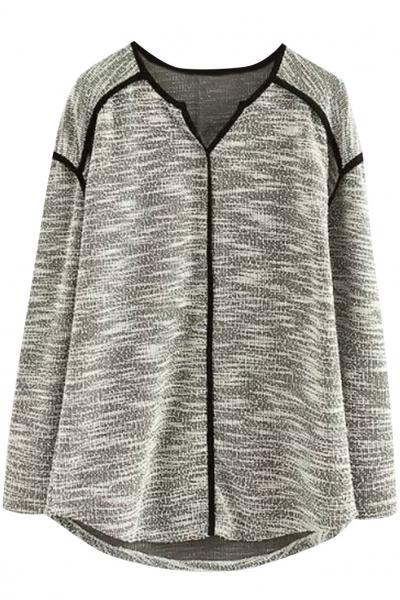 Oasap Stylish Paneld Long Sleeve Blouse