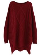 Oasap Women's Casual Side Slit Asymmetric Cable Knit Sweater