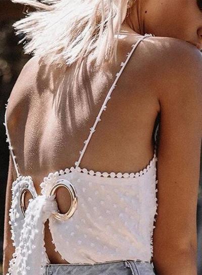 Oasap Spaghetti Strap V Neck Backless Loose Fit Tank