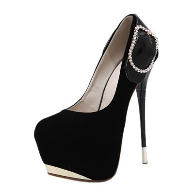 Oasap Rhinestone Buckle Platform High Heels Slip-on Pumps