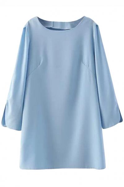 Oasap Casual Light Blue Mini Shift Dress
