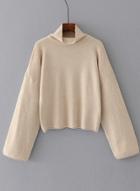 Oasap High Neck Long Sleeve Solid Color Sweater