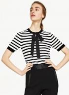 Oasap Fashion Short Sleeve Bow Front Tee