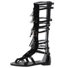 Oasap Open Toe Tassel Beading Flat Gladiator Sandals