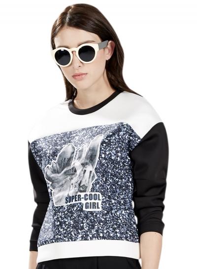 Oasap Women's Color Block Graphic Pullover Sweatshirt