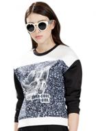 Oasap Women's Color Block Graphic Pullover Sweatshirt