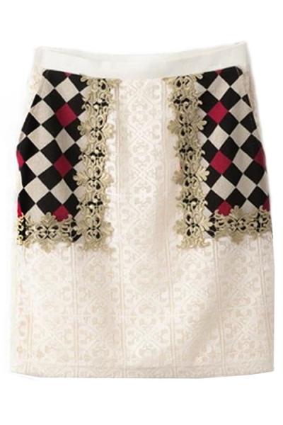 Oasap Ornate Lace Diamond Pattern Skirt