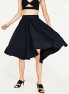 Oasap Casual Pleated High Low Solid Skirt