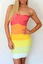 Oasap Fashion Multi-color Zippered Back Body-con Dress