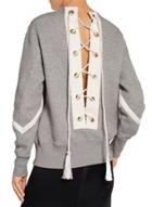 Oasap Fashion Back Lace-up Pullover Sweatshirt